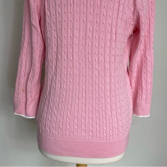 Vintage Ralph Lauren Women Light Pink Collared Cable Knit Soft Sweater XL Preppy - Picture 8 of 16